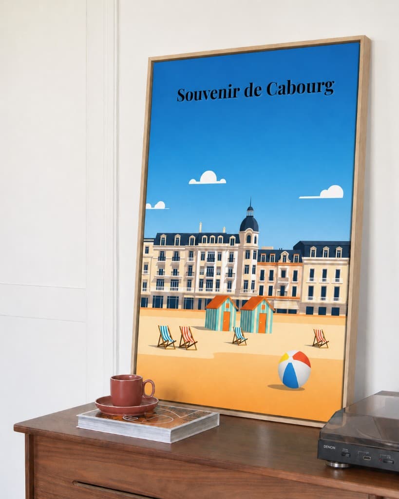 Affiche souvenir de Cabourg dans un intérieur